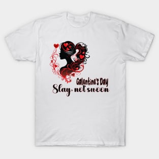 Empowered Galentine: Chic Silhouette and Hearts Design T-Shirt